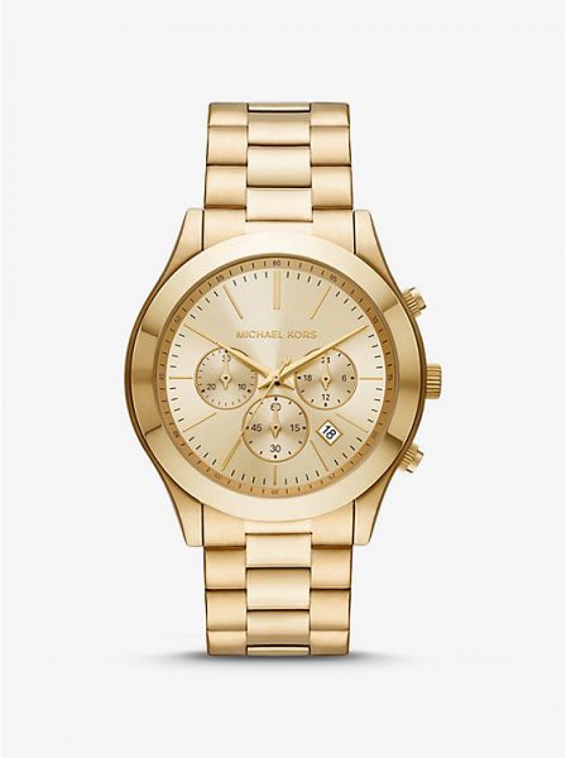 Relojes Michael Kors Oversized Slim Runway Hombre Doradas | 085317-NPV