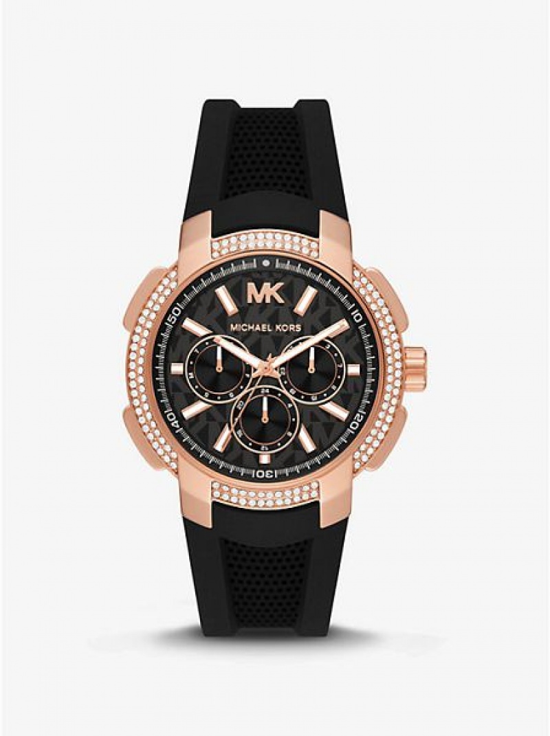 Relojes Michael Kors Oversized Sydney Pave And Silicona Mujer Rosas Doradas | 786392-RWE