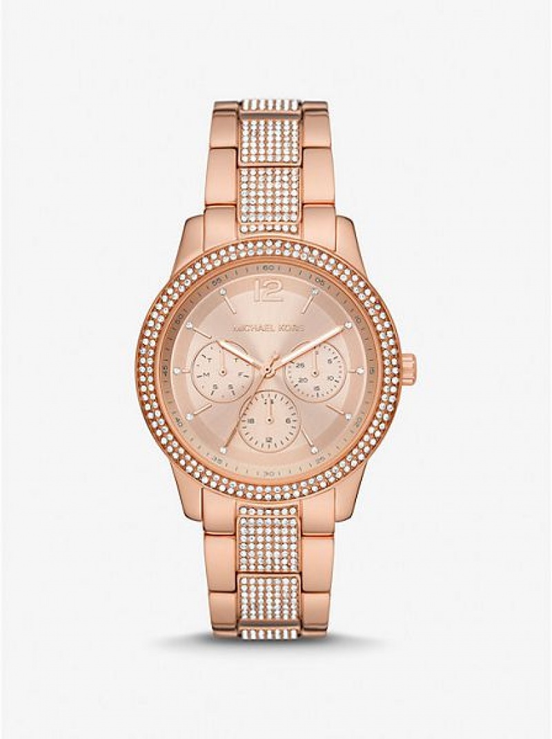 Relojes Michael Kors Oversized Tibby Pave Mujer Rosas Doradas | 621094-PAG