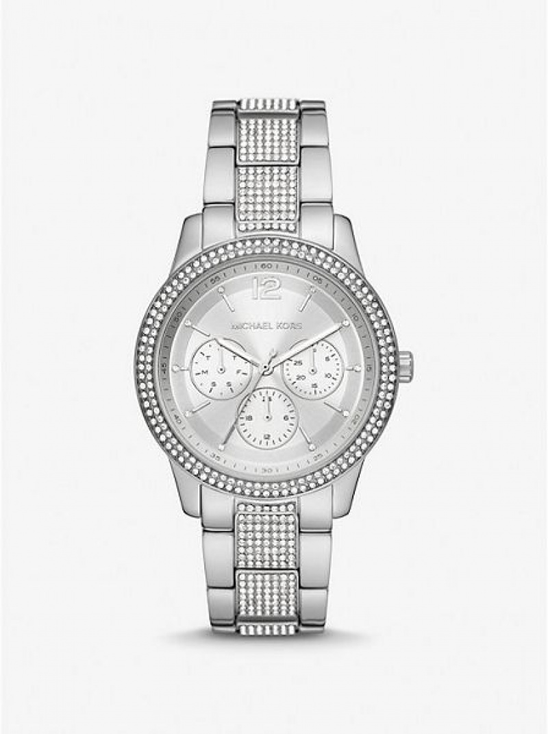 Relojes Michael Kors Oversized Tibby Pave Mujer Plateadas | 706134-IMR