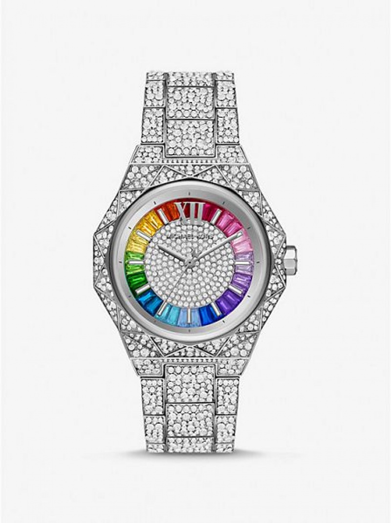 Relojes Michael Kors Pride Limited-edition Oversized Raquel Rainbow Pave Mujer Plateadas | 527810-LJM