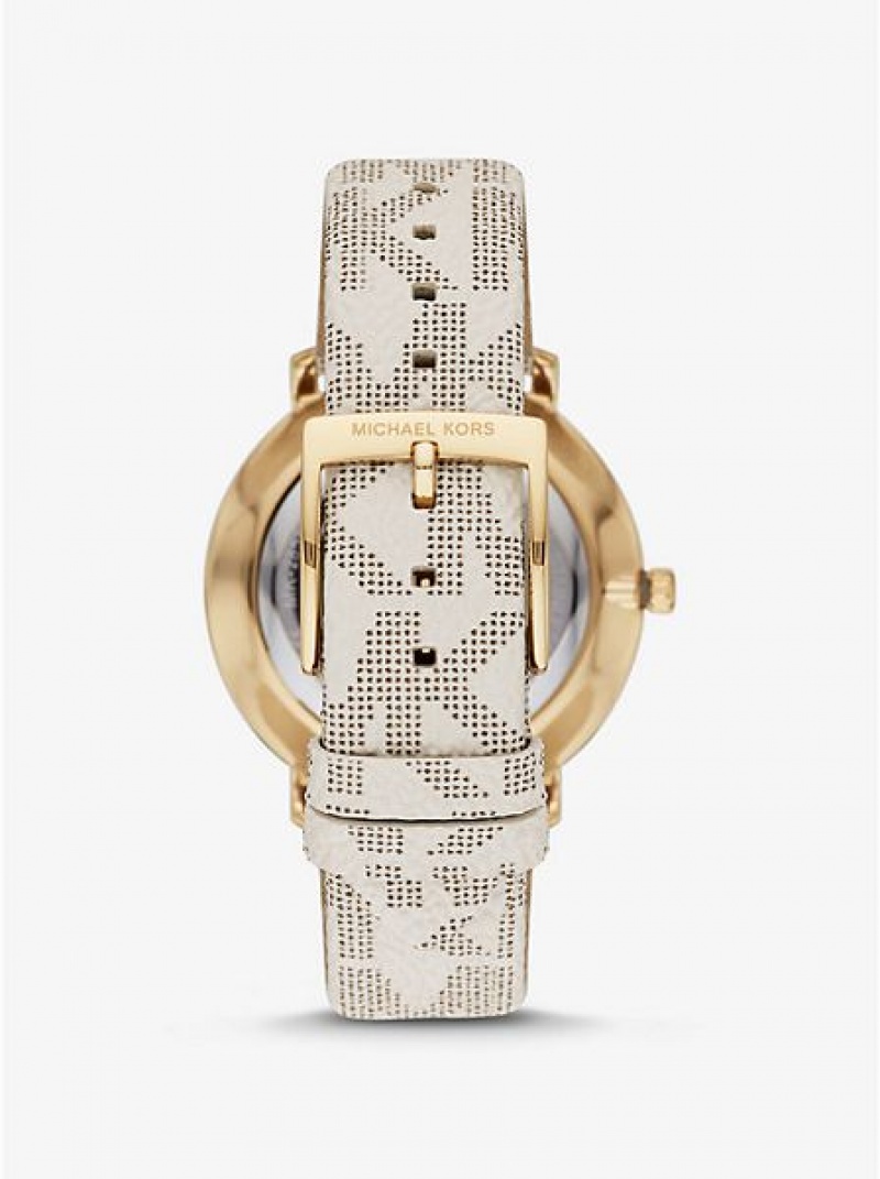 Relojes Michael Kors Pyper Logo Mujer Doradas | 635814-YAH