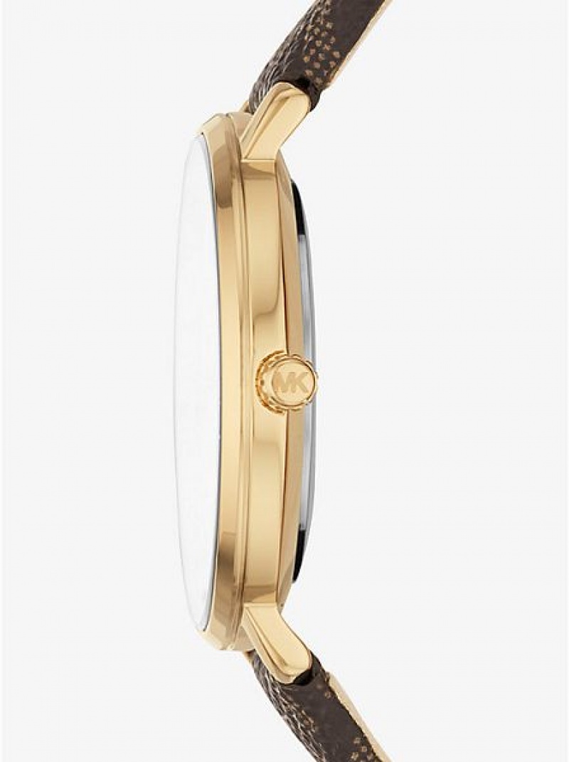 Relojes Michael Kors Pyper Logo Mujer Doradas | 183064-UFA