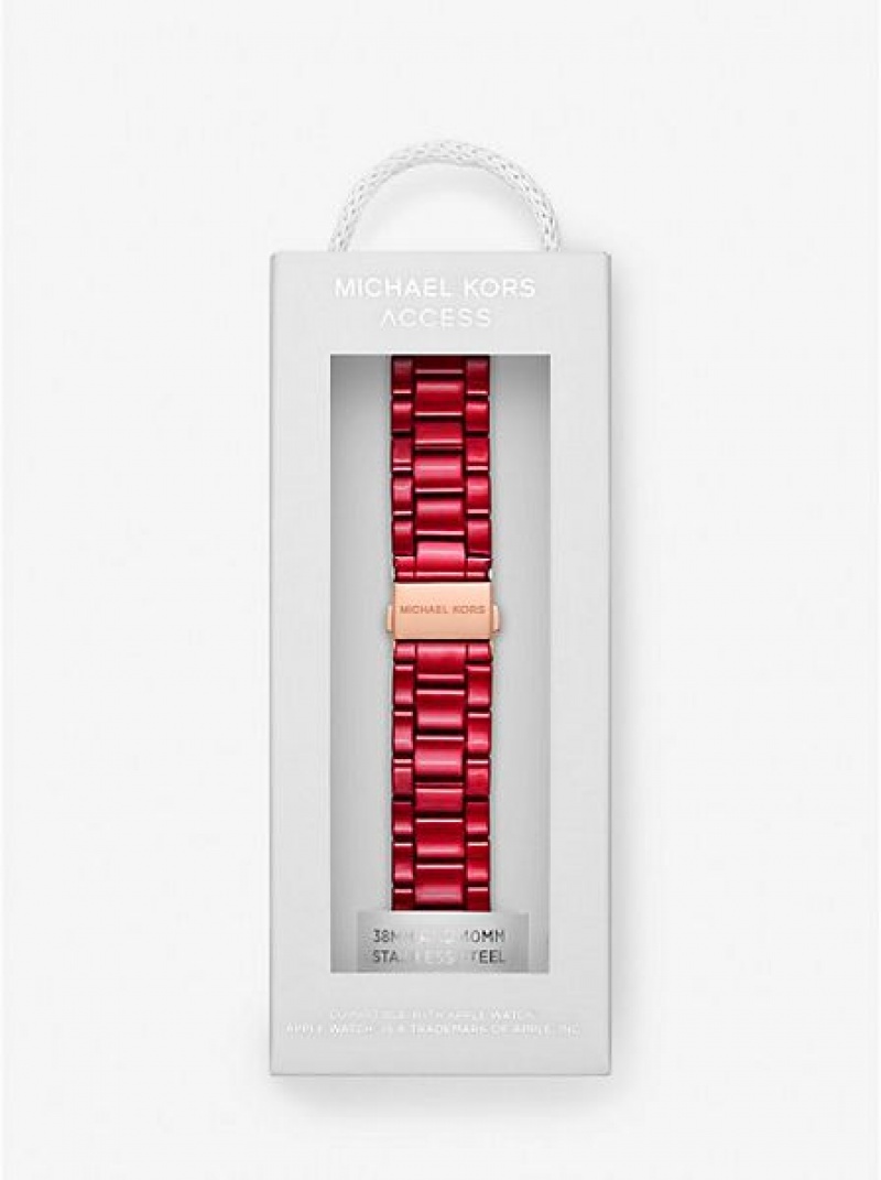 Relojes Michael Kors Red-coated Stainless Steel Correa For Apple Mujer Rojas | 629087-PUQ