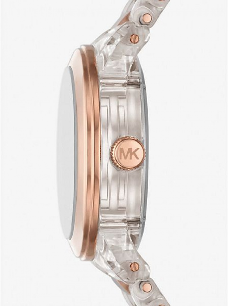 Relojes Michael Kors Runway Pave And Acetate Mujer Rosas Doradas | 304786-HIV