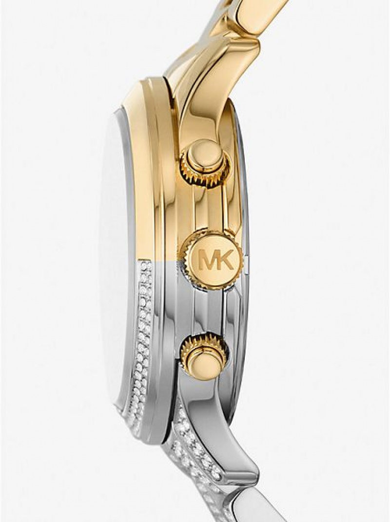 Relojes Michael Kors Runway Pave Mujer Plateadas Doradas | 319087-MFK