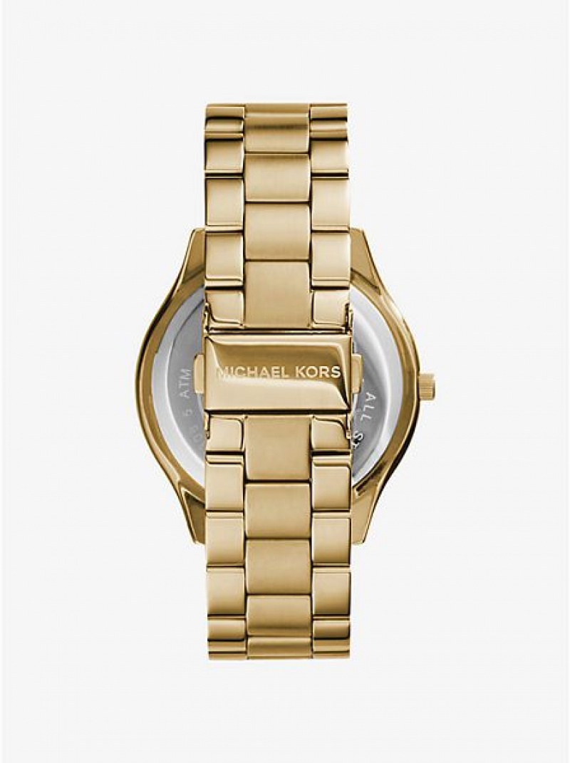 Relojes Michael Kors Slim Runway Stainless Steel Hombre Doradas | 039145-ITX