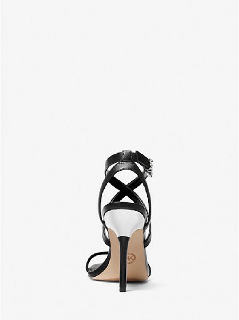 Sandalias Michael Kors Asha Cuero Mujer Negras | 319084-PNG