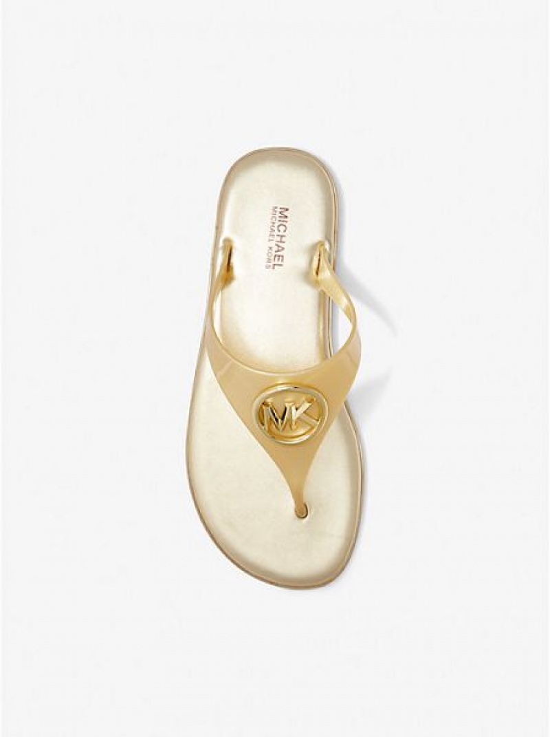 Sandalias Michael Kors Carmen Metallic Pvc Jelly Mujer Doradas | 718450-UMD