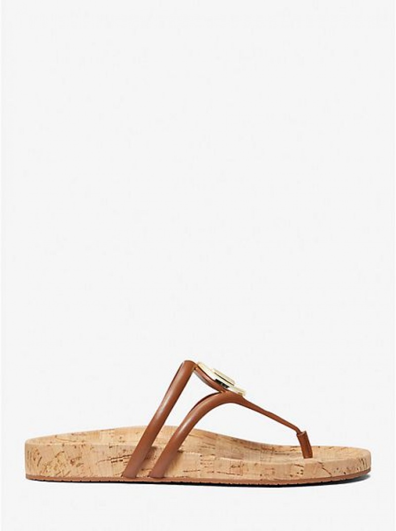 Sandalias Michael Kors Hampton Cuero Mujer Marrones | 371958-NJD