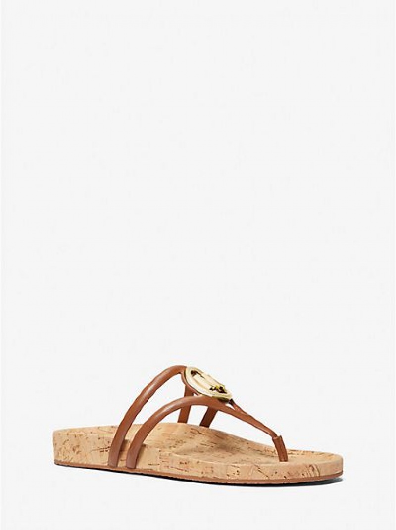 Sandalias Michael Kors Hampton Cuero Mujer Marrones | 371958-NJD