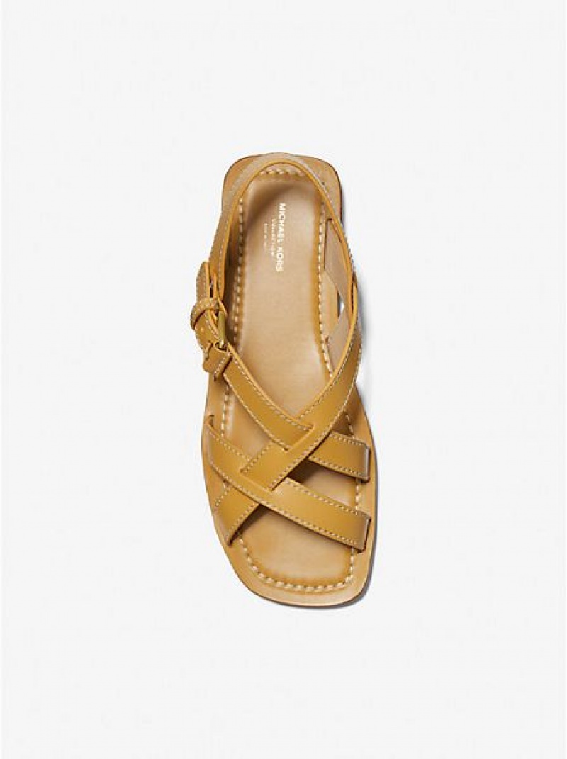 Sandalias Michael Kors Perrine Cuero Mujer Marrones | 089523-SCE