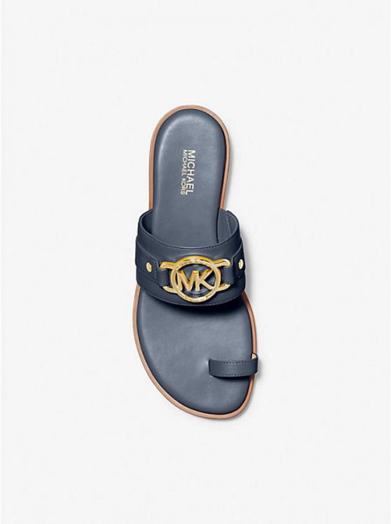 Sandalias Michael Kors Rory Cuero Mujer Azul Marino | 647195-VEH