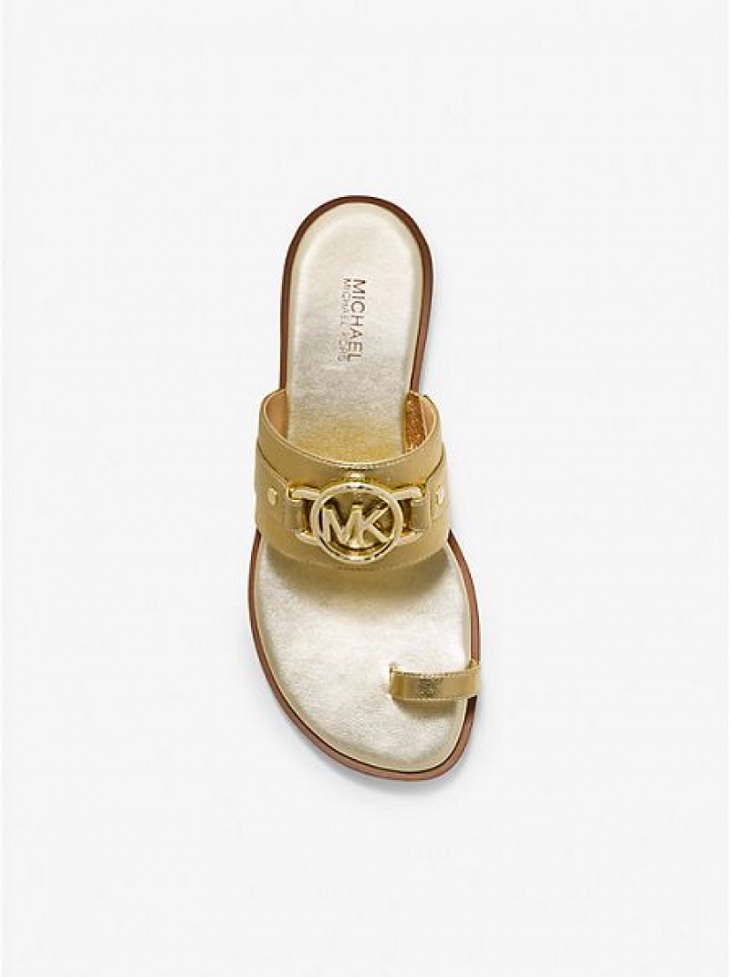 Sandalias Michael Kors Rory Metallic Cuero Mujer Doradas | 240153-JLZ