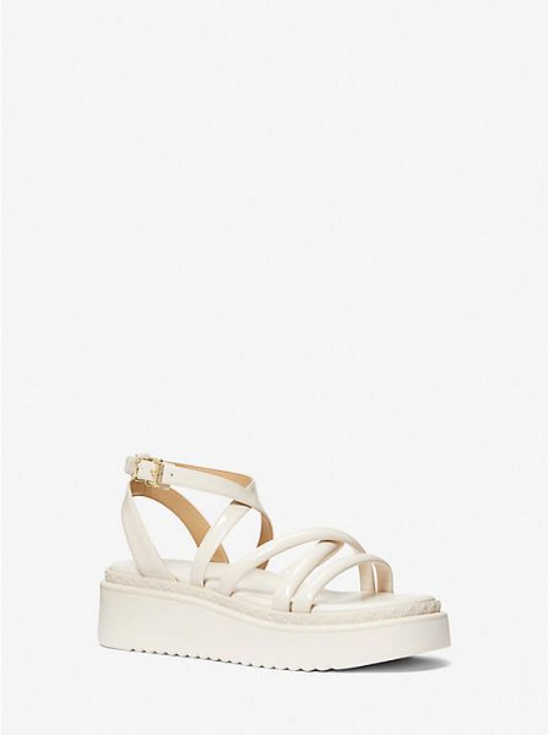 Sandalias Plataforma Michael Kors Issa Faux Charol Cuero Mujer Creme | 176985-XFK