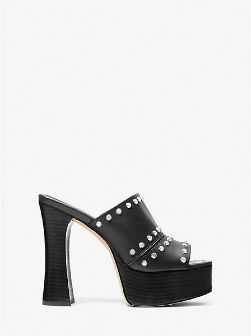 Sandalias Plataforma Michael Kors Jagger Studded Mujer Negras | 910345-PXD