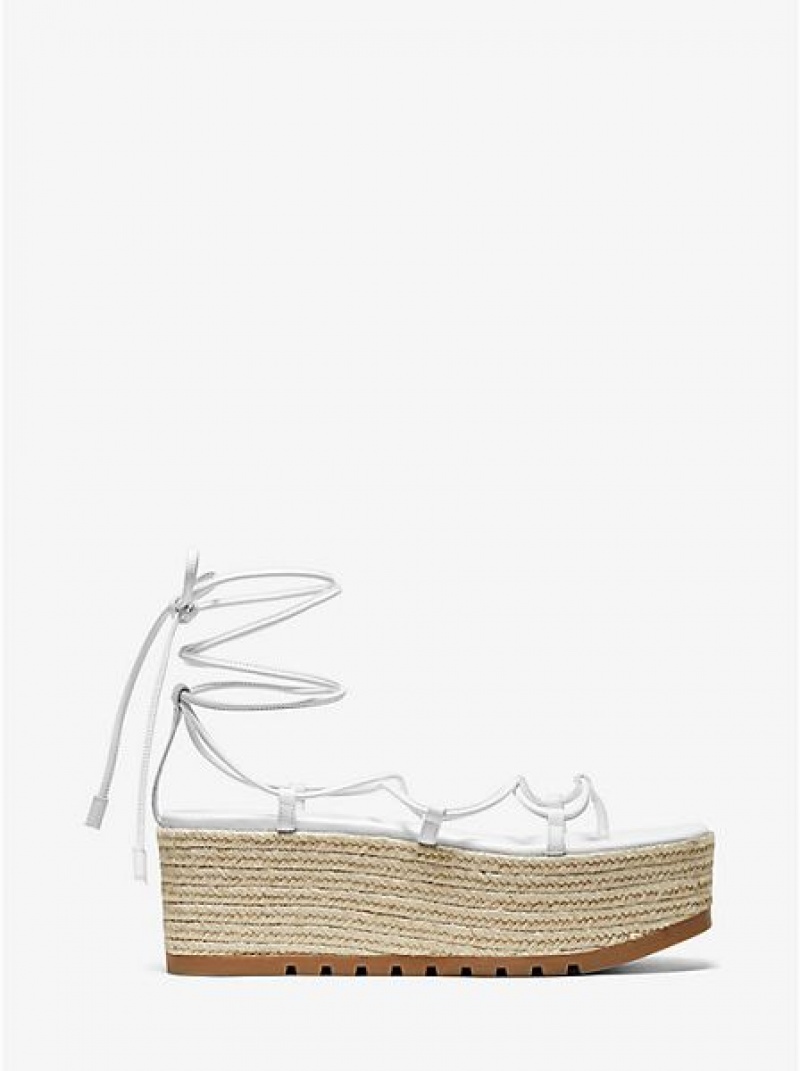 Sandalias Plataforma Michael Kors Mabal Cuero Mujer Blancas | 476582-TME