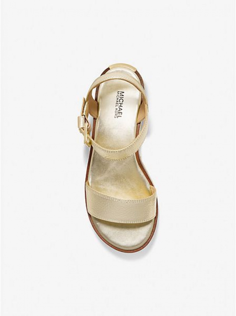 Sandalias Plataforma Michael Kors Richie Metallic Faux Cuero And Logo Alpargata Mujer Doradas | 698024-OGU