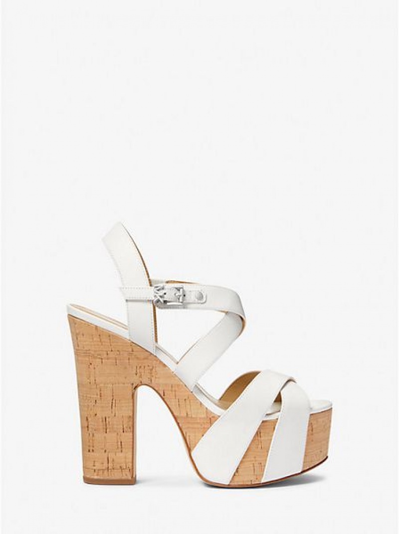 Sandalias Plataforma Michael Kors Suki Cuero Mujer Blancas | 769184-OCD