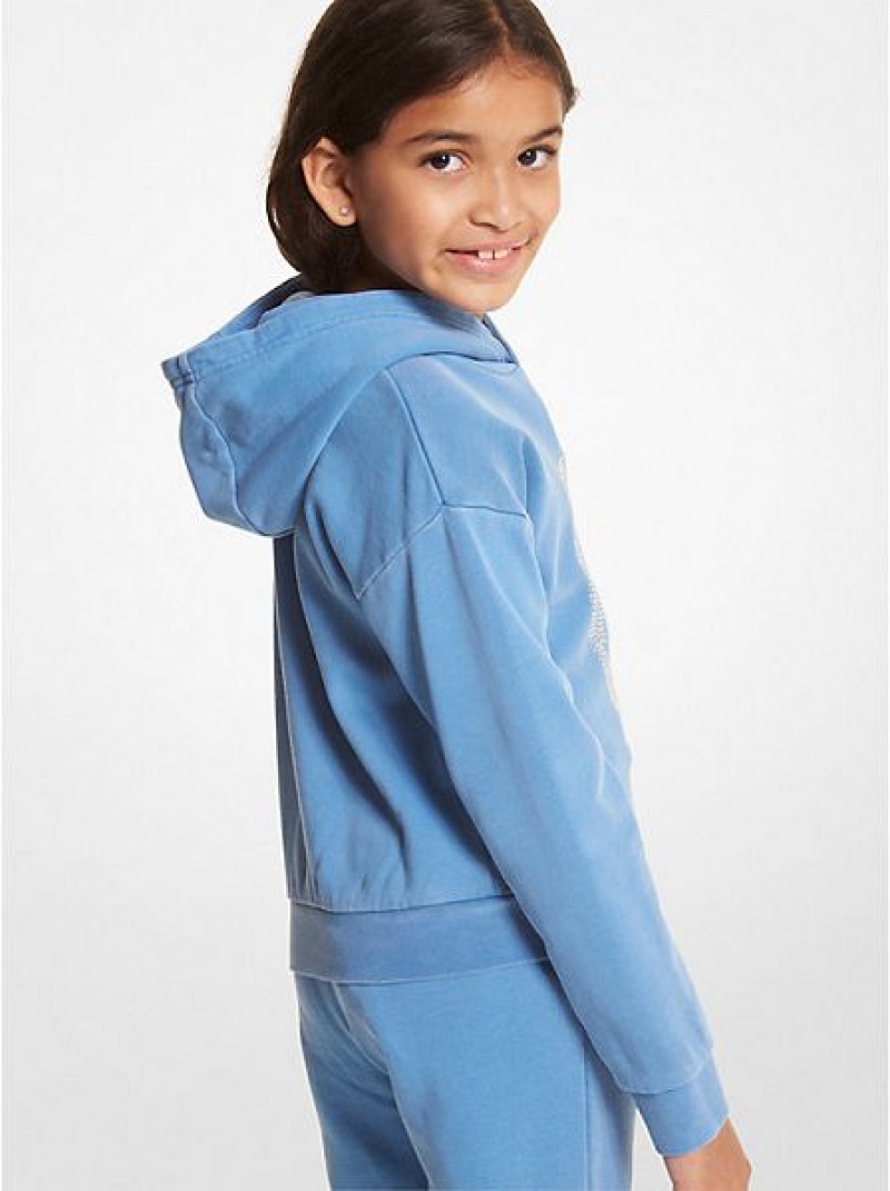 Sudaderas Michael Kors Embellished Logo Algodon Niños Azules | 482761-VID