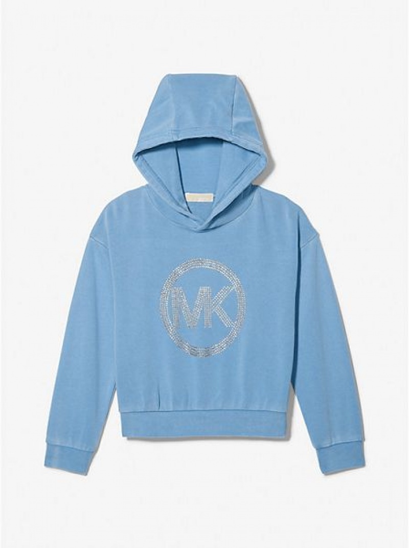 Sudaderas Michael Kors Embellished Logo Algodon Niños Azules | 482761-VID