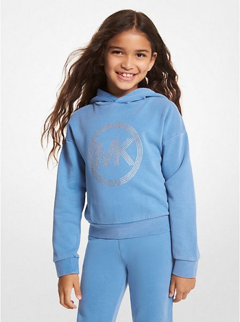 Sudaderas Michael Kors Embellished Logo Algodon Niños Azules | 482761-VID