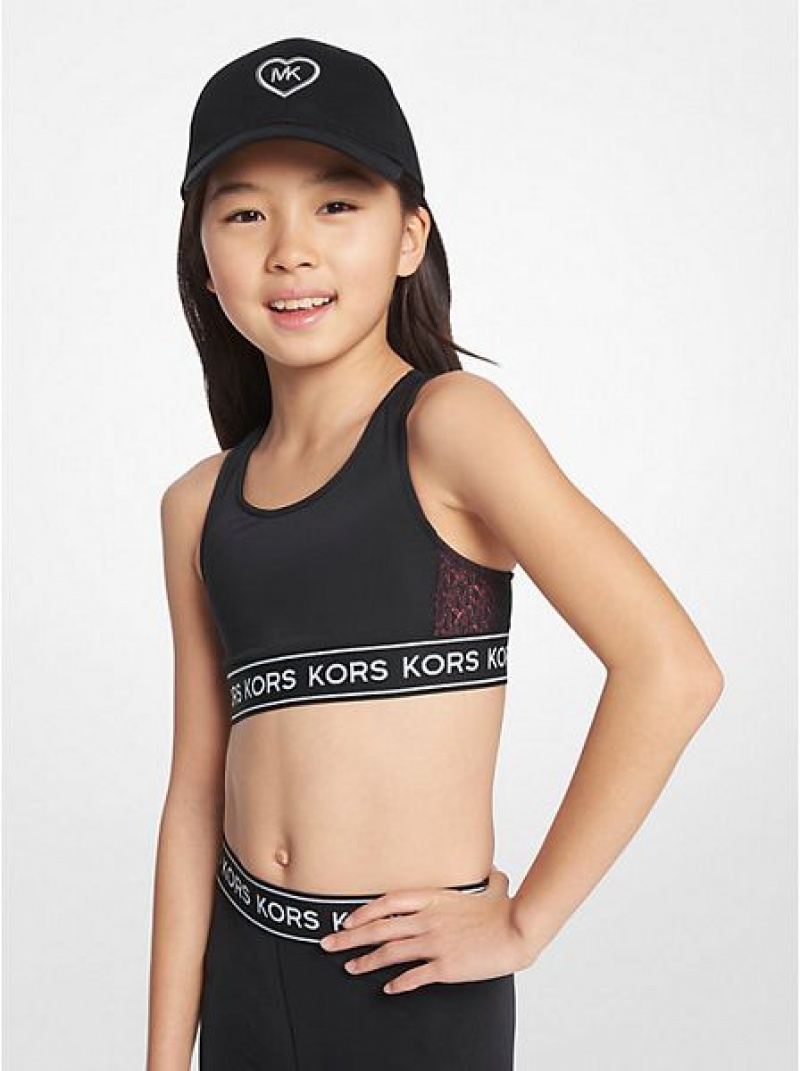 Sujetadores Deportivos Michael Kors Logo Tape Stretch Jersey Niños Negras | 982463-JDM