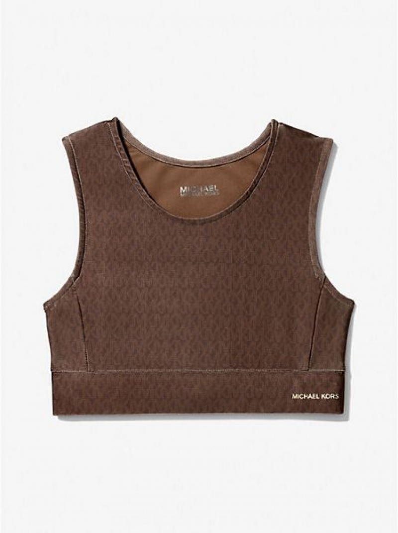 Sujetadores Deportivos Michael Kors Logo Stretch Jersey Niños Chocolate | 162709-FZD