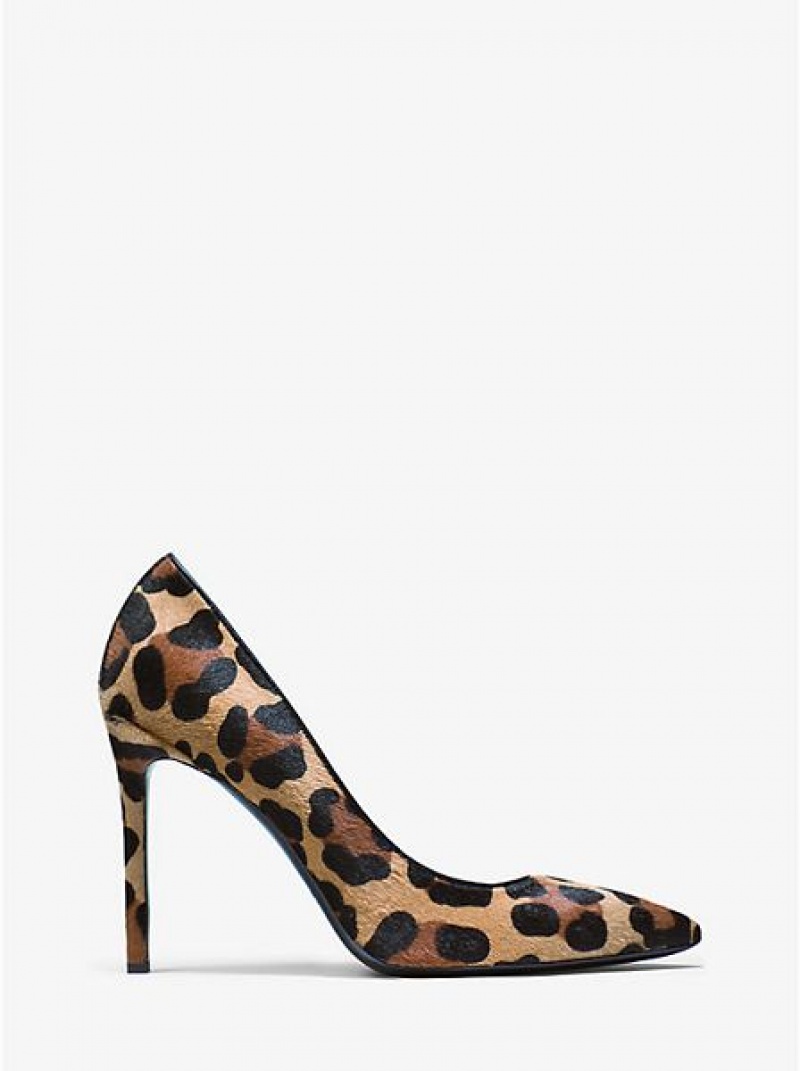 Tacones Michael Kors Gretel Leopard Calf Hair Mujer Negras Marrones | 913275-KCB