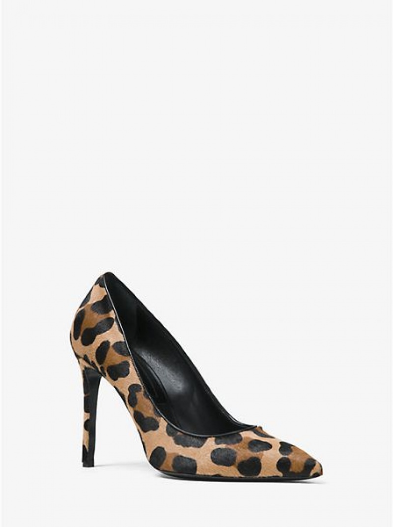 Tacones Michael Kors Gretel Leopard Calf Hair Mujer Negras Marrones | 913275-KCB