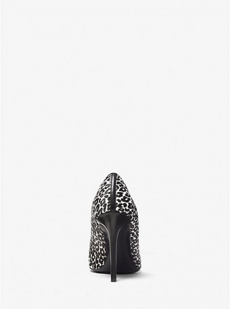 Tacones Michael Kors Gretel Leopard Print Calf Hair Mujer Negras Blancas | 102783-KPI