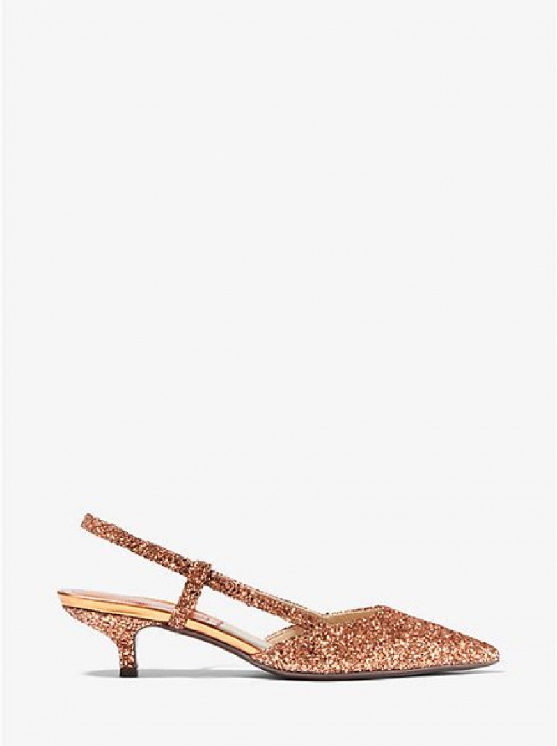 Tacones Michael Kors Hallie Glitter Mujer Cobra | 795206-TNV