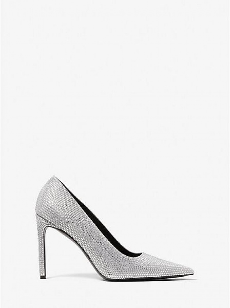 Tacones Michael Kors Martine Crystal Embellished Gamuza Mujer Gris | 640298-ELN