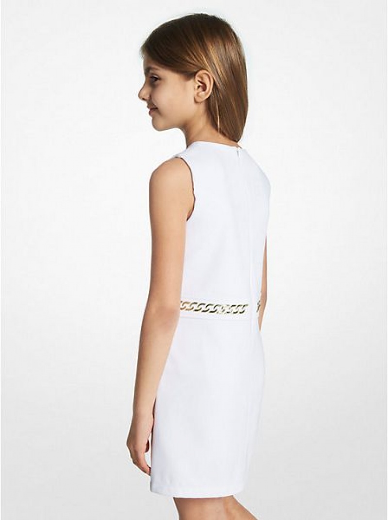 Vestido Michael Kors Chain Embellished Woven Niños Blancas | 532410-JHU