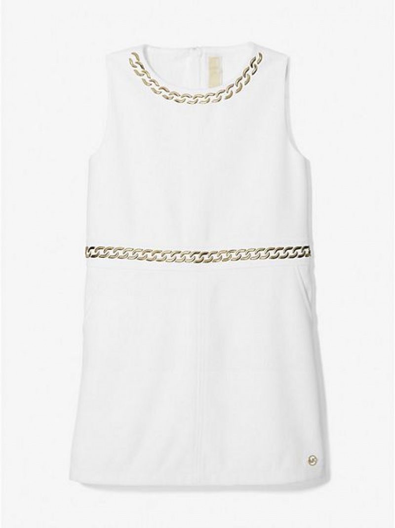 Vestido Michael Kors Chain Embellished Woven Niños Blancas | 532410-JHU