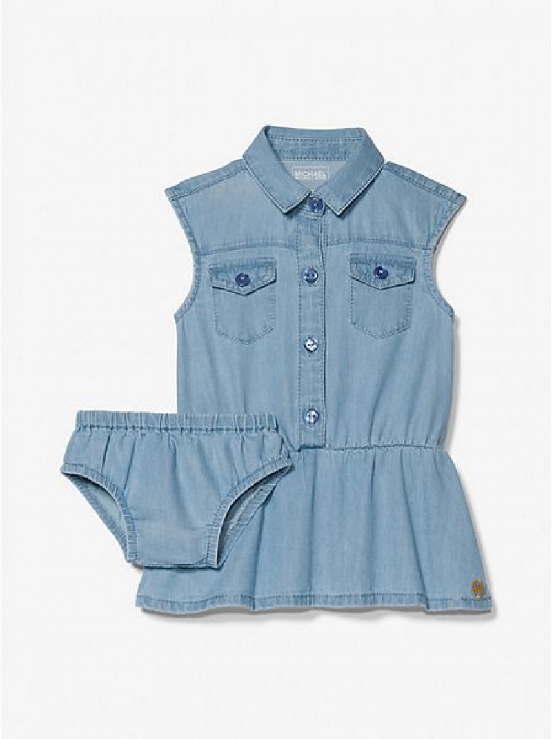 Vestido Michael Kors Chambray And Bloomer Niños Azules | 763851-TOF