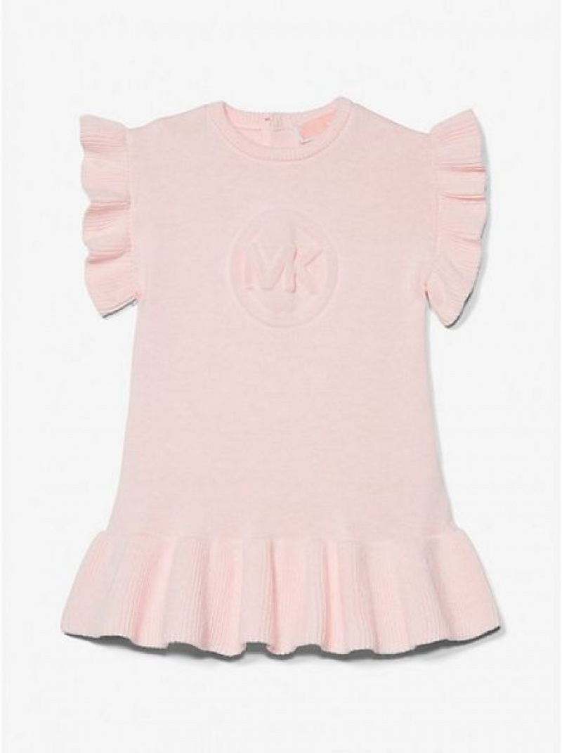 Vestido Michael Kors Logo Embossed Algodon Ruffled Niños Rosas | 365472-WZT