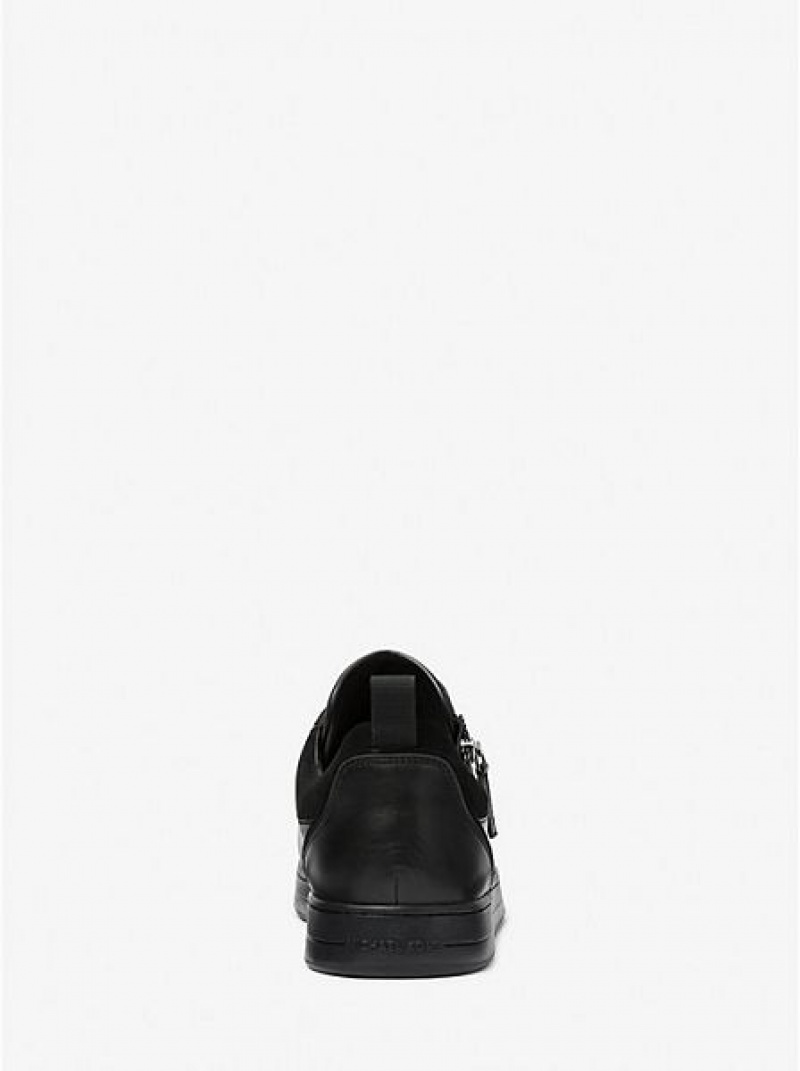 Zapatillas Michael Kors Keating Cuero Zip And Encaje-up Hombre Negras | 580467-XTG