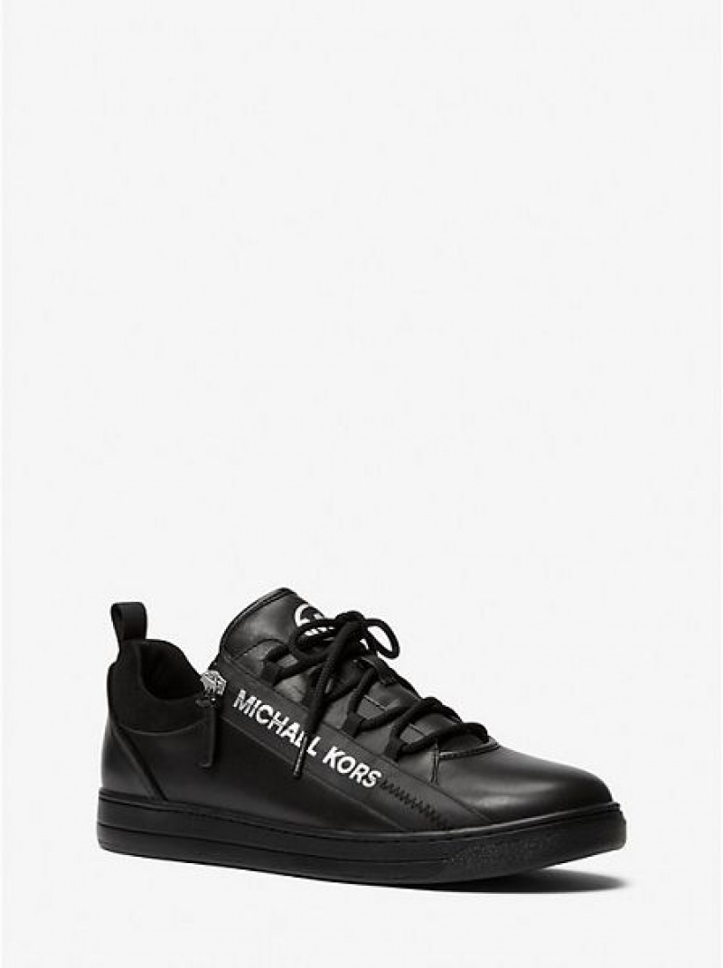 Zapatillas Michael Kors Keating Cuero Zip And Encaje-up Hombre Negras | 580467-XTG