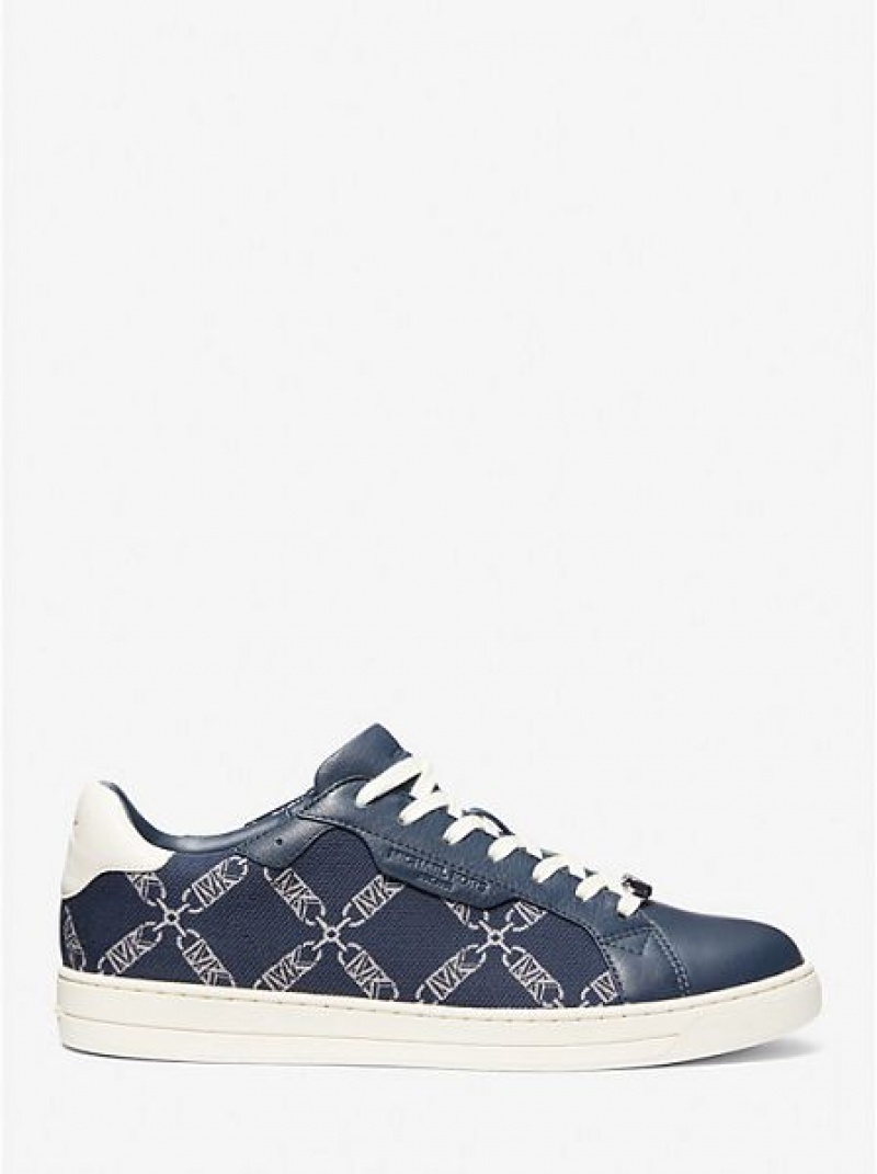 Zapatillas Michael Kors Keating Empire Logo Jacquard And Cuero Hombre Azul Marino | 863794-LPT