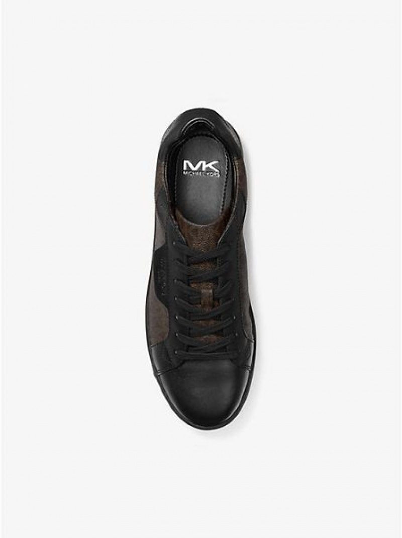 Zapatillas Michael Kors Keating Logo And Cuero Hombre Marrones | 845106-RJD