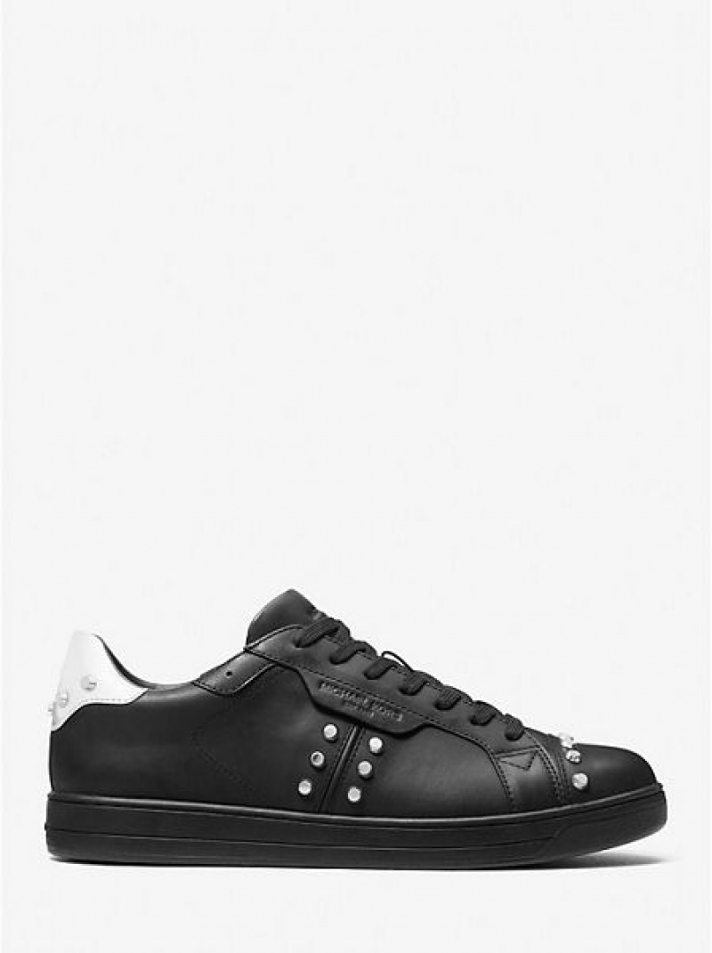 Zapatillas Michael Kors Keating Studded Cuero Hombre Negras | 360849-HPW